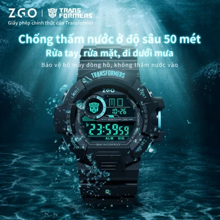 Đồng hồ trẻ em ZGO x Transformers đồng hồ học sinh dạ quang chống thấm nước đồng hồ nam chính hãng 7531