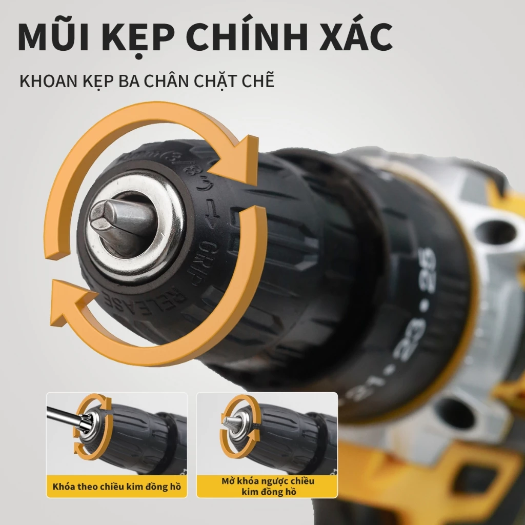 Máy khoan pin - 3 chức năng chức năng có búa, đầu kẹp 10ly, ruột đồng 100%, tặng kèm bộ phụ kiện 24 chi tiết 531XH