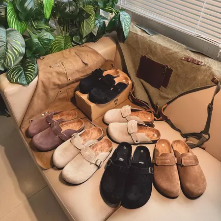 RENCHO PREMIUM Dép Nam Nữ da bít mũi MULE BOSTON LÓT DA BÒ NGUYÊN TẤM đế trấu định hình lòng bàn chân