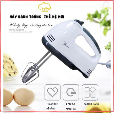 Máy Đánh Trứng Cầm Tay 7 Tốc Độ - Máy Đánh Trứng Mini Đa Năng - Động Cơ Lõi Đồng Mạnh Mẽ - Bảo Hành 3 Tháng