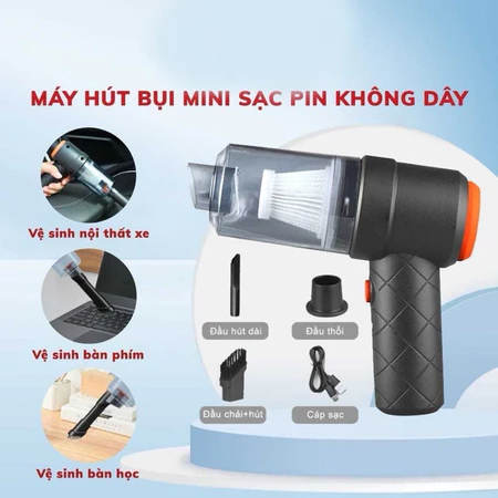 Máy hút bụi cầm tay Mini - Máy hút không dây lực hút siêu mạnh sử dụng pin sạc, dùng hút bụi ô tô