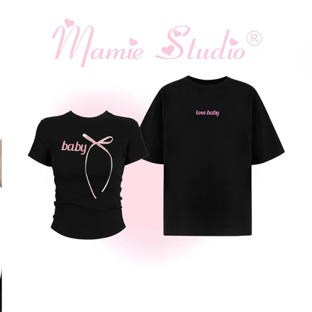 Áo thun cặp thêu chữ BABY LOVE cho nam nữ form rộng chất cotton mỏng nhẹ - MaMie studio x clothinggforgirl
