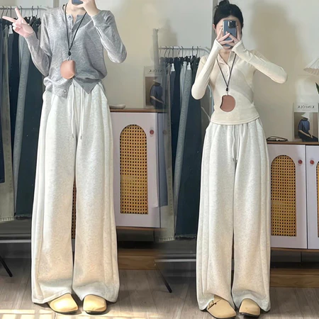 Quần Ống Rộng Chất Nỉ Ép 2 Da Mềm Mịn - Quần Nỉ Dáng Suông Lưng Cao Cạp Chun Có Dây Rút Điều Chỉnh M366